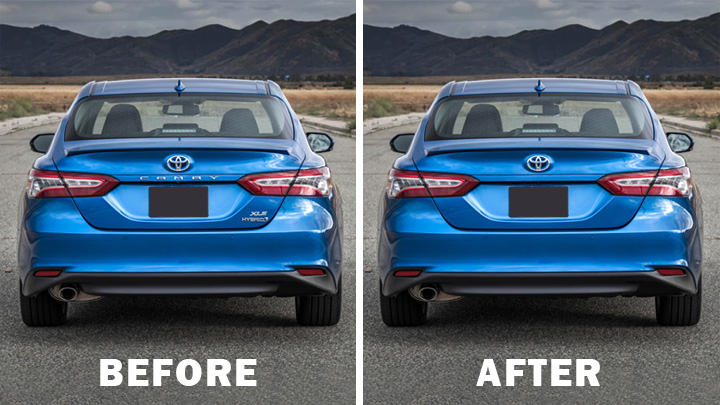 quitar las insignias de los autos (antes y después)