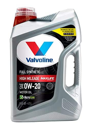 Aceite de motor Valvoline Full Synthetic High Mileage with MaxLife Technology SAE 0W-20 5 QT (el envase puede variar)