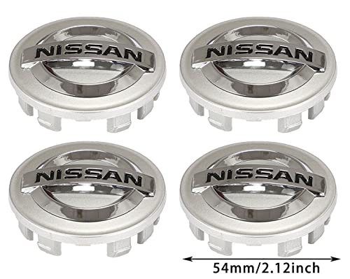 tapa de centro de rueda de 4 piezas para Nissan, tapa de centro de rueda de 54 mm/2,12 pulgadas (plata)
