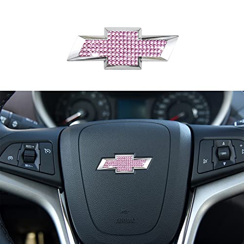 NEUZIK Emblema de Cristal para el Volante Accesorio Calcomanía Interior Compatible con Chevy (Rosa)