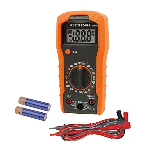 Multímetro Klein Tools MM300, voltímetro digital, medidor de tensión CA/CC, corriente, resistencia, pruebas de batería, diodos y continuidad, 600V