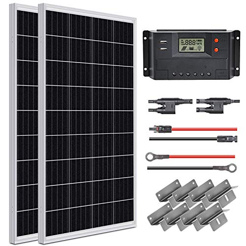 Kit de inicio de panel solar WEIZE de 200 vatios y 12 voltios