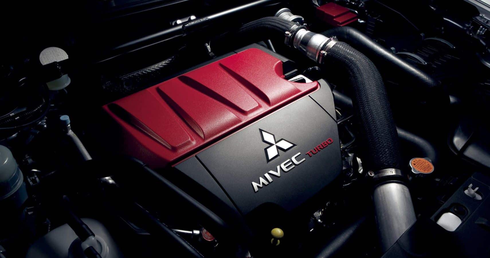 vista del vano motor del Mitsubishi Lancer Evo X 2008
