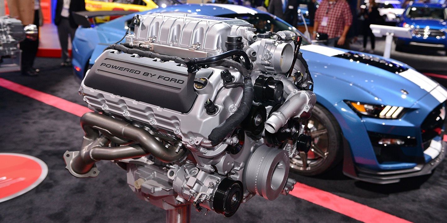 Motor de un Mustang GT500 Shelby 2020