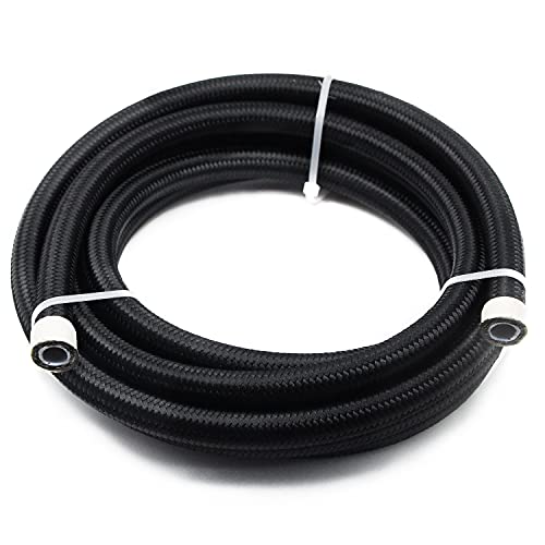 6AN 10FT PTFE E85 Hose Braided Fuel Line Nylon Stainless Steel Oil