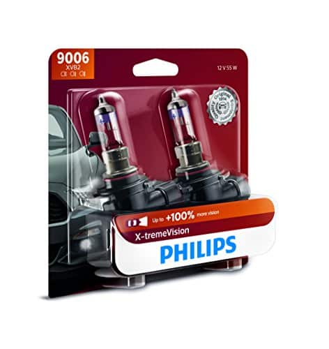 Philips Automotive Lighting 9006 X-tremeVision Lámpara de faro mejorada con hasta un 100% más de visión, paquete de 2 (9006XVB2)
